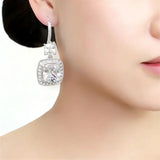 3W1477 - Rhodium Brass Earrings with AAA Grade CZ in Clear - Alamode - Flyclothing LLC