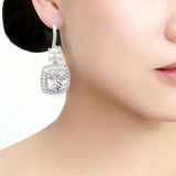 3W1477 - Rhodium Brass Earrings with AAA Grade CZ  in Clear - Alamode