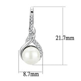 3W1478 - Rhodium Brass Earrings with Synthetic Pearl in White - Alamode - Flyclothing LLC