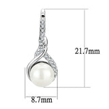 3W1478 - Rhodium Brass Earrings with Synthetic Pearl in White - Alamode - Flyclothing LLC