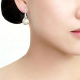 3W1478 - Rhodium Brass Earrings with Synthetic Pearl in White - Alamode - Flyclothing LLC