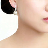 3W1478 - Rhodium Brass Earrings with Synthetic Pearl in White - Alamode - Flyclothing LLC