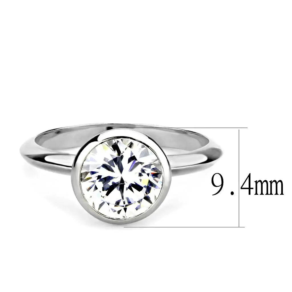 3W1487 - Rhodium Brass Ring with AAA Grade CZ in Clear - Alamode - Flyclothing LLC
