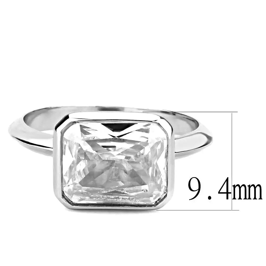 3W1488 - Rhodium Brass Ring with AAA Grade CZ in Clear - Alamode - Flyclothing LLC