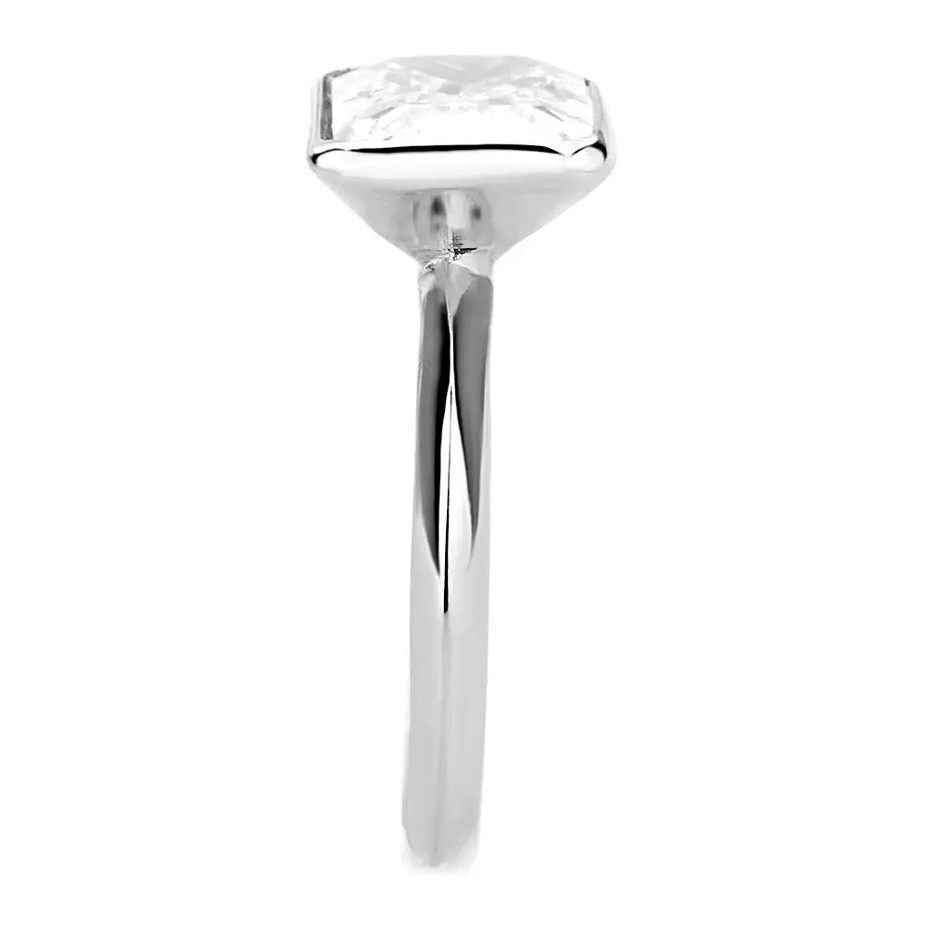 3W1488 - Rhodium Brass Ring with AAA Grade CZ in Clear - Alamode - Flyclothing LLC