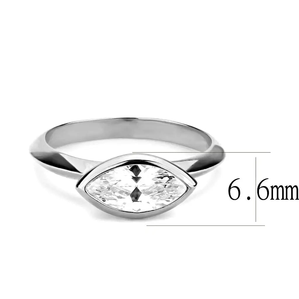 3W1489 - Rhodium Brass Ring with AAA Grade CZ in Clear - Alamode - Flyclothing LLC
