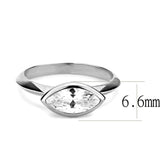 3W1489 - Rhodium Brass Ring with AAA Grade CZ  in Clear - Alamode
