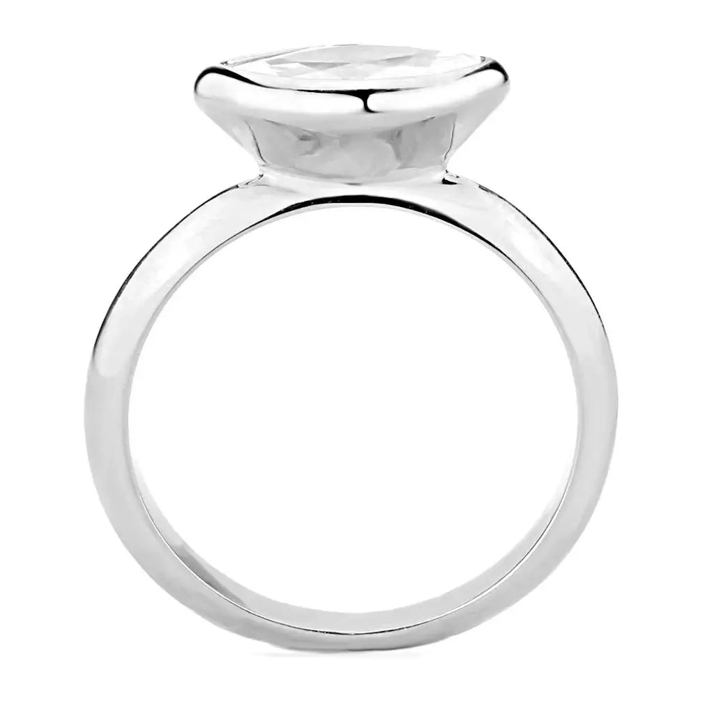 3W1489 - Rhodium Brass Ring with AAA Grade CZ in Clear - Alamode - Flyclothing LLC