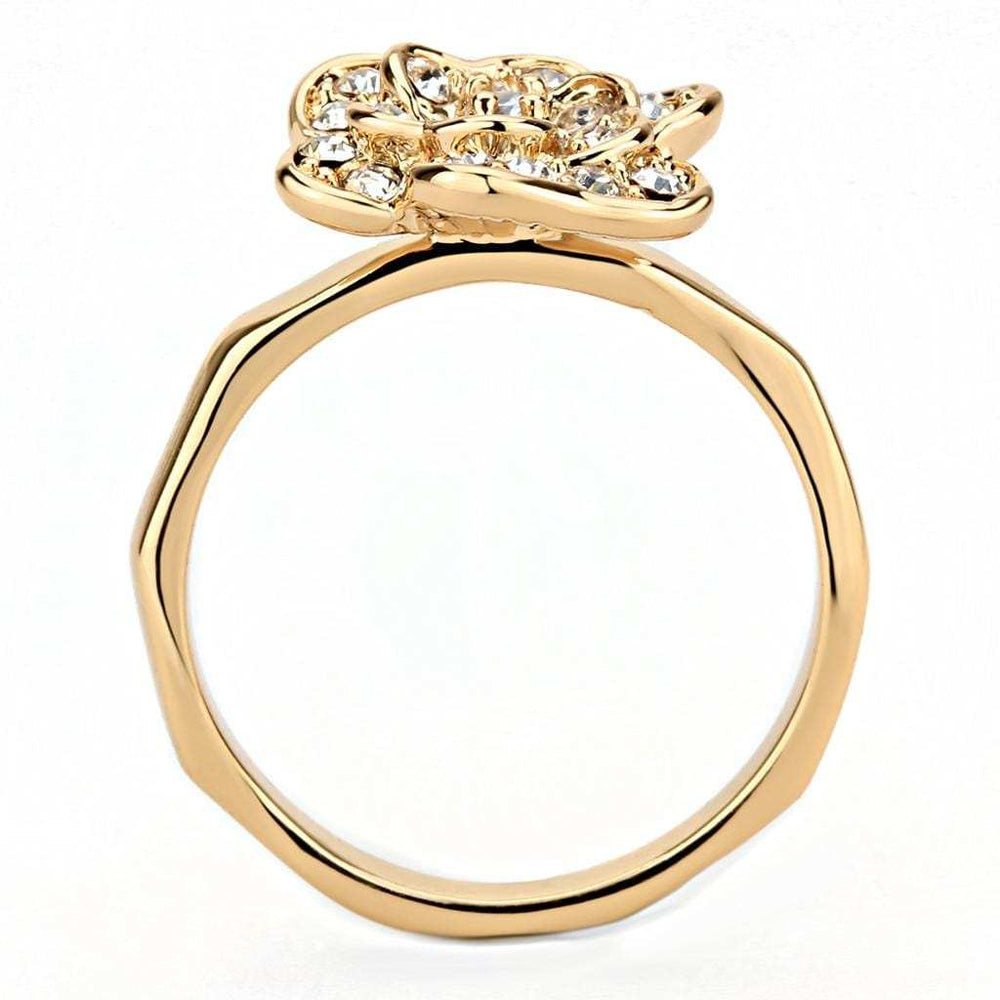 3W1491 - Rose Gold Brass Ring with Top Grade Crystal in Clear - Alamode - Flyclothing LLC