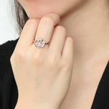 3W1491 - Rose Gold Brass Ring with Top Grade Crystal in Clear - Alamode - Flyclothing LLC