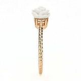 3W1492 - Rose Gold Brass Ring with Synthetic Synthetic Stone in White - Alamode - Flyclothing LLC