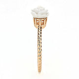 3W1492 - Rose Gold Brass Ring with Synthetic Synthetic Stone in White - Alamode