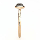3W1493 - Rose Gold Brass Ring with Synthetic Synthetic Glass in Aquamarine - Alamode - Flyclothing LLC