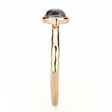 3W1493 - Rose Gold Brass Ring with Synthetic Synthetic Glass in Aquamarine - Alamode