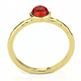 3W1496 - Gold Brass Ring with Synthetic Synthetic Glass in Garnet - Alamode - Flyclothing LLC
