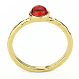 3W1496 - Gold Brass Ring with Synthetic Synthetic Glass in Garnet - Alamode