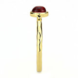 3W1496 - Gold Brass Ring with Synthetic Synthetic Glass in Garnet - Alamode