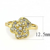 3W1497 - Gold Brass Ring with Top Grade Crystal in Clear - Alamode - Flyclothing LLC