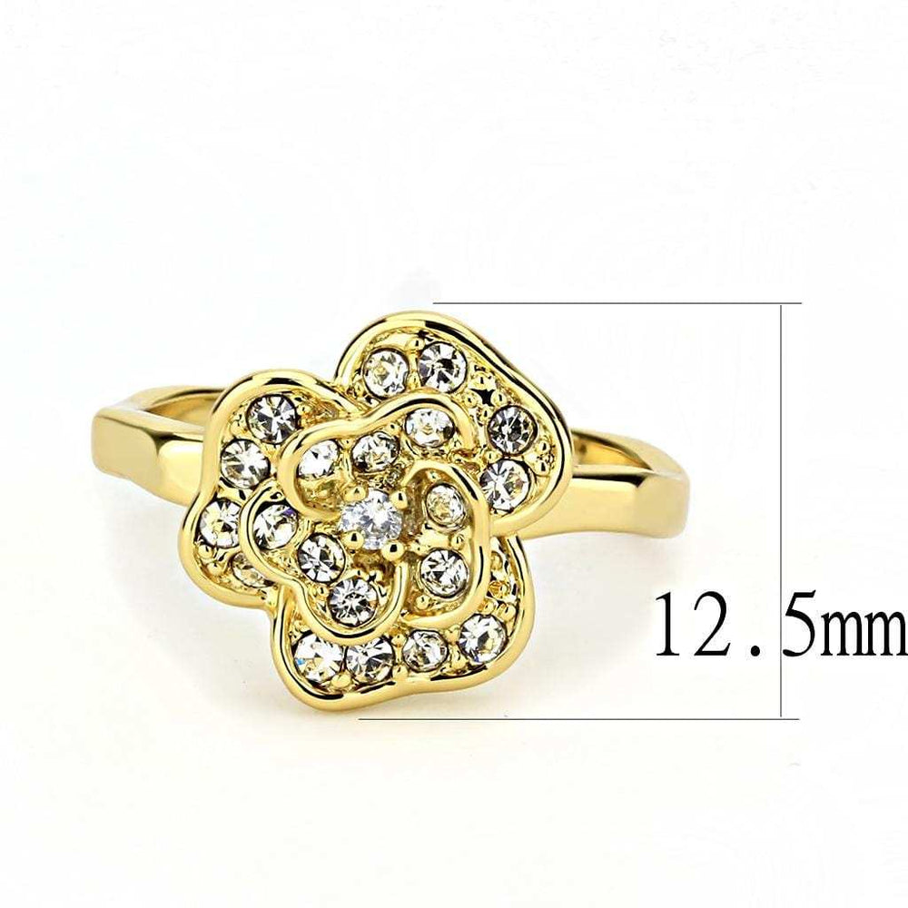 3W1497 - Gold Brass Ring with Top Grade Crystal in Clear - Alamode - Flyclothing LLC
