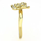 3W1497 - Gold Brass Ring with Top Grade Crystal  in Clear