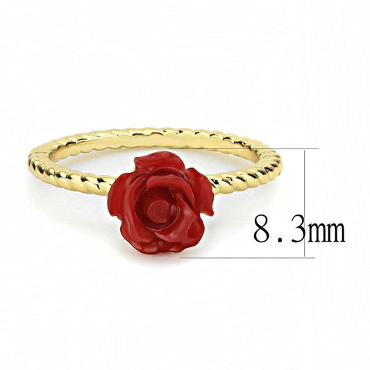 3W1498 - Gold Brass Ring with Synthetic Synthetic Stone in Siam - Alamode - Flyclothing LLC