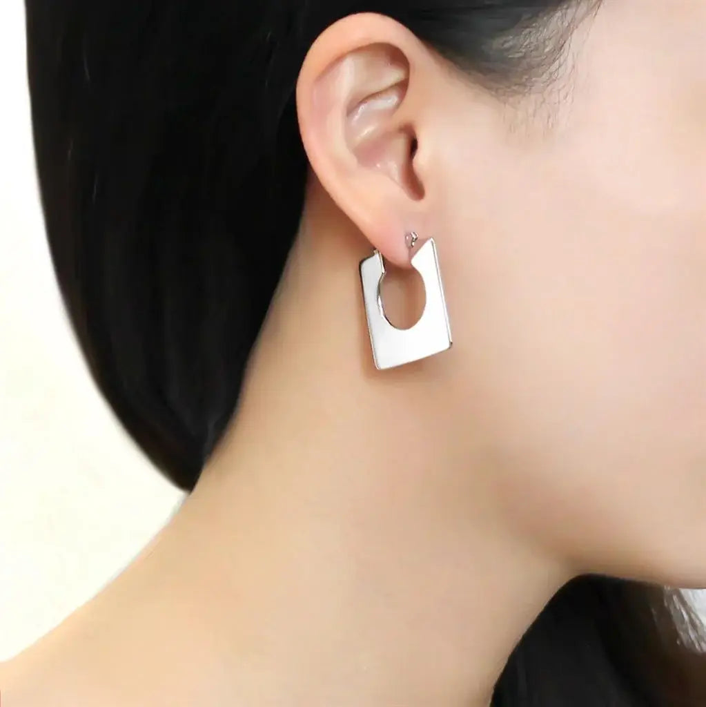 3W1500 - Rhodium Brass Earrings with No Stone - Alamode - Flyclothing LLC