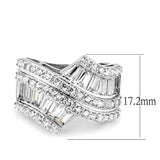 3W1501 - Rhodium Brass Ring with AAA Grade CZ  in Clear - Alamode