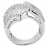 3W1501 - Rhodium Brass Ring with AAA Grade CZ  in Clear - Alamode