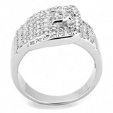 3W1502 - Rhodium Brass Ring with AAA Grade CZ  in Clear - Alamode