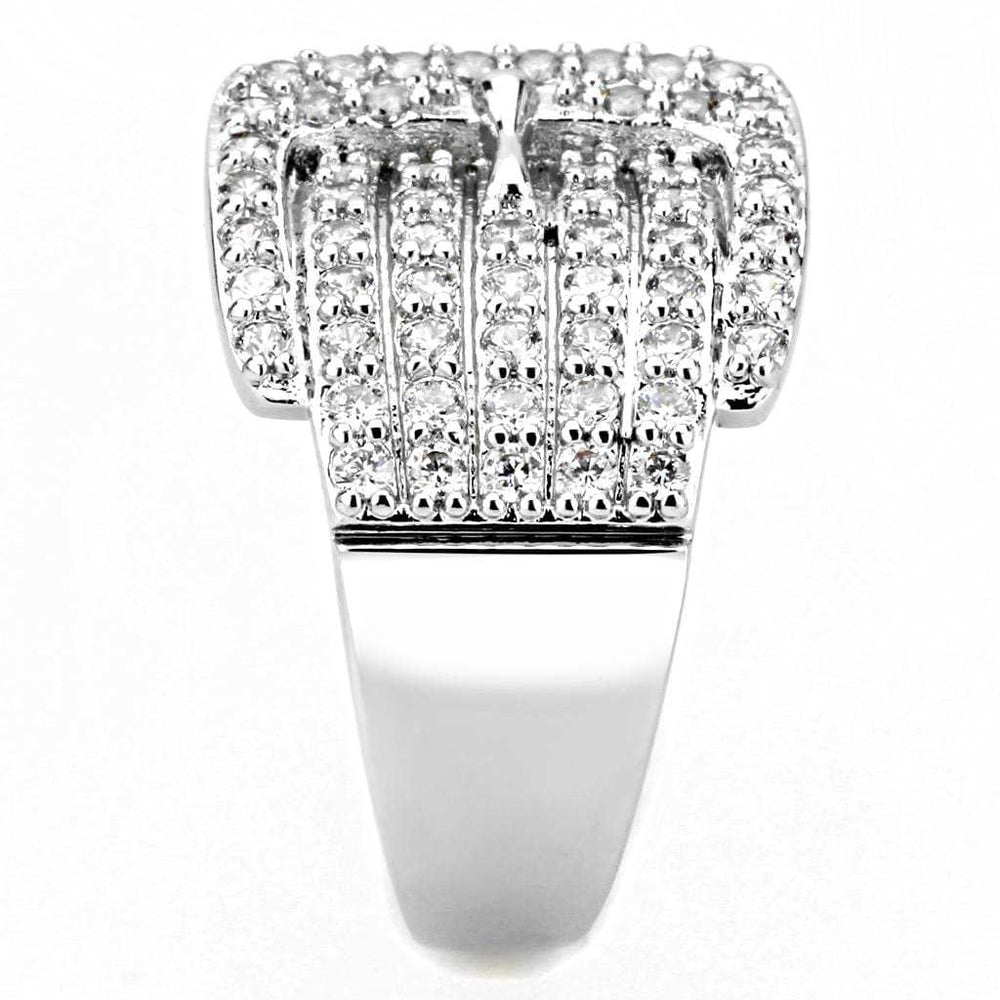 3W1502 - Rhodium Brass Ring with AAA Grade CZ in Clear - Alamode - Flyclothing LLC