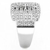 3W1502 - Rhodium Brass Ring with AAA Grade CZ  in Clear