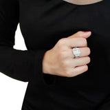 3W1502 - Rhodium Brass Ring with AAA Grade CZ in Clear - Alamode - Flyclothing LLC