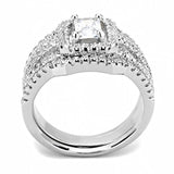 3W1503 - Rhodium Brass Ring with AAA Grade CZ in Clear - Alamode - Flyclothing LLC