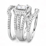 3W1503 - Rhodium Brass Ring with AAA Grade CZ  in Clear - Alamode