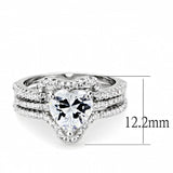 3W1504 - Rhodium Brass Ring with AAA Grade CZ  in Clear - Alamode