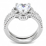 3W1504 - Rhodium Brass Ring with AAA Grade CZ  in Clear - Alamode