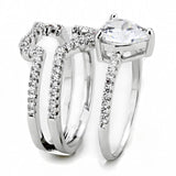 3W1504 - Rhodium Brass Ring with AAA Grade CZ  in Clear - Alamode