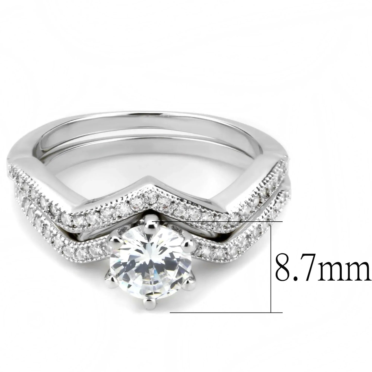 3W1505 - Rhodium Brass Ring with AAA Grade CZ in Clear - Alamode - Flyclothing LLC