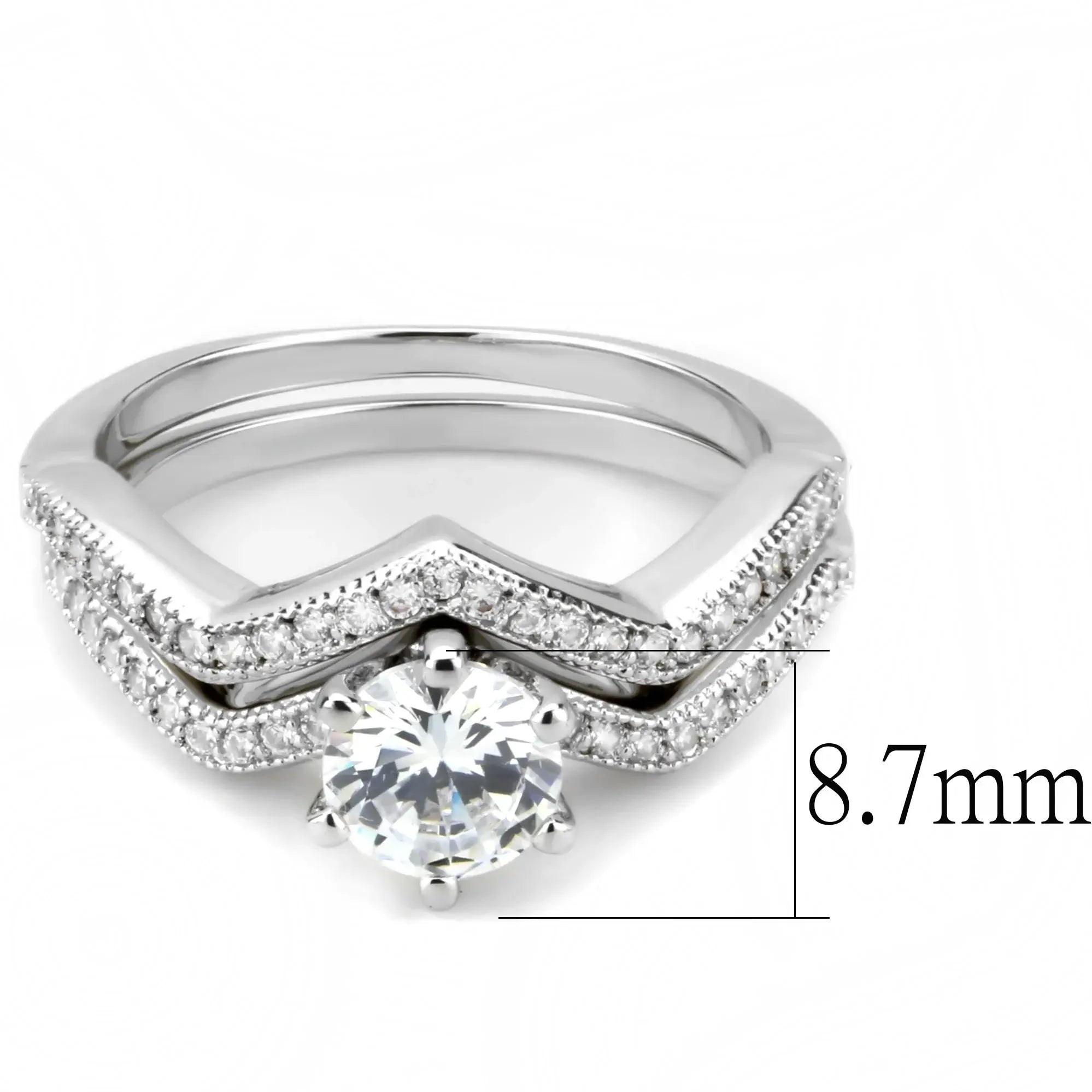 3W1505 - Rhodium Brass Ring with AAA Grade CZ in Clear - Alamode - Flyclothing LLC