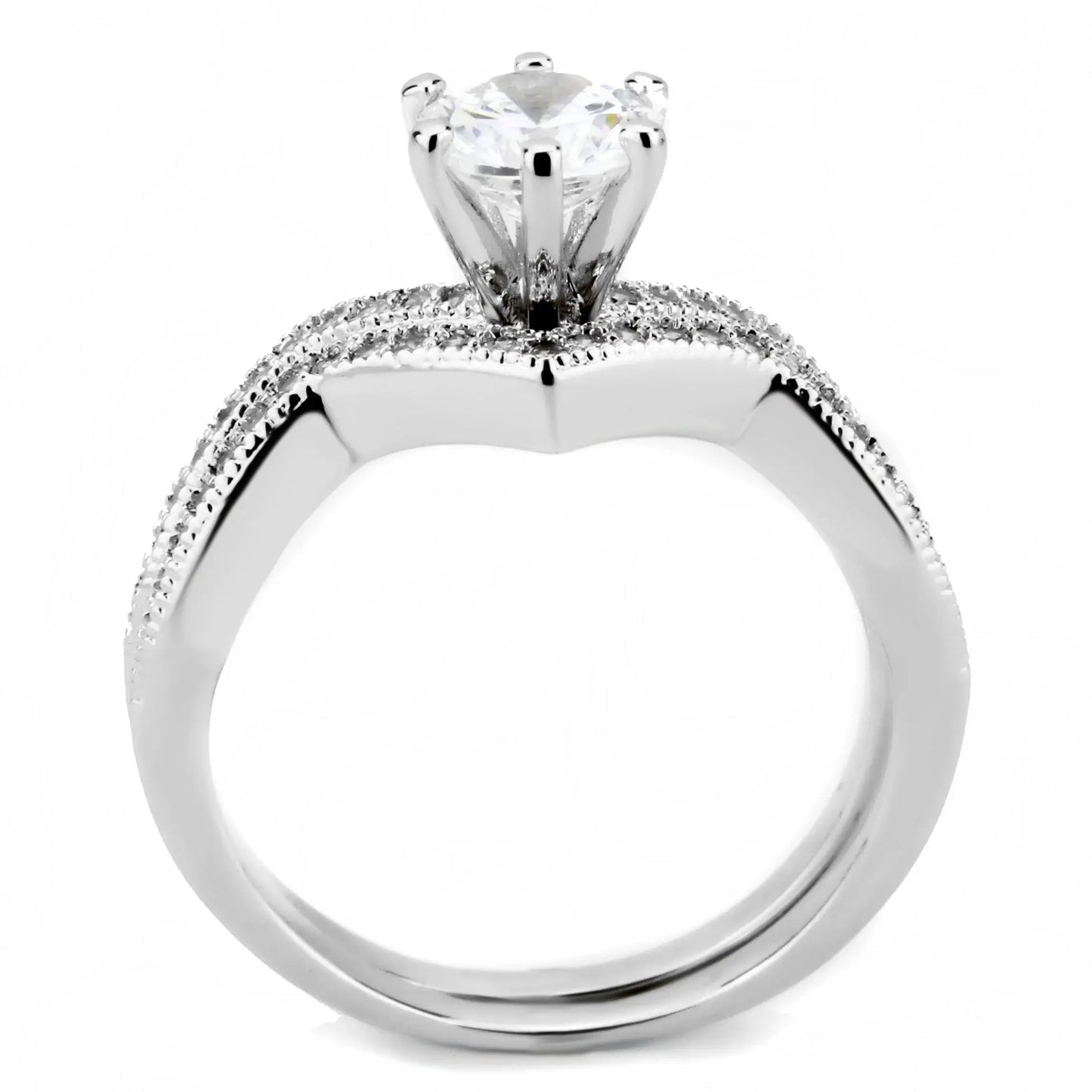 3W1505 - Rhodium Brass Ring with AAA Grade CZ in Clear - Alamode - Flyclothing LLC