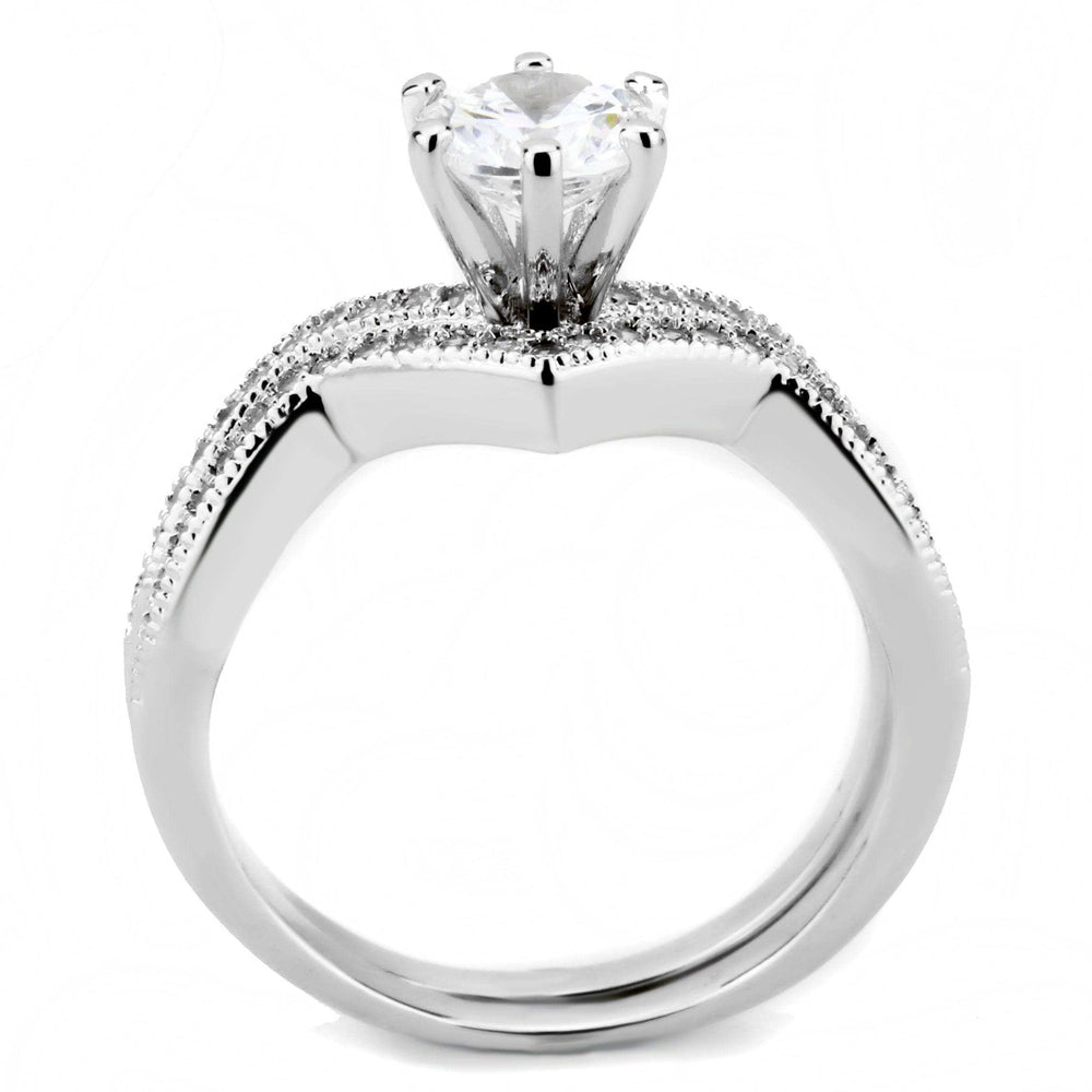 3W1505 - Rhodium Brass Ring with AAA Grade CZ in Clear - Alamode - Flyclothing LLC