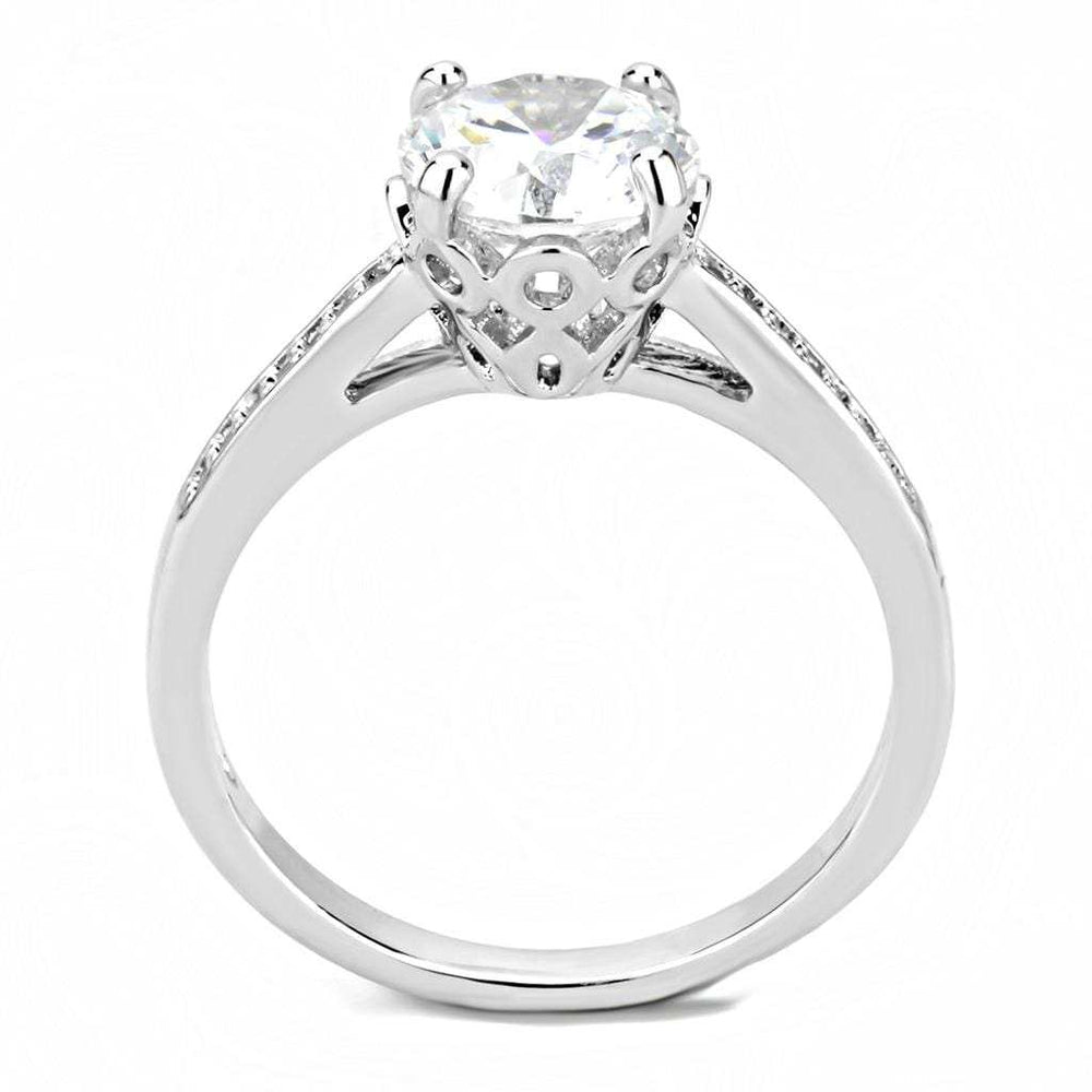 3W1507 - Rhodium Brass Ring with AAA Grade CZ in Clear - Alamode - Flyclothing LLC