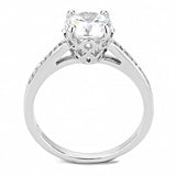 3W1507 - Rhodium Brass Ring with AAA Grade CZ  in Clear - Alamode