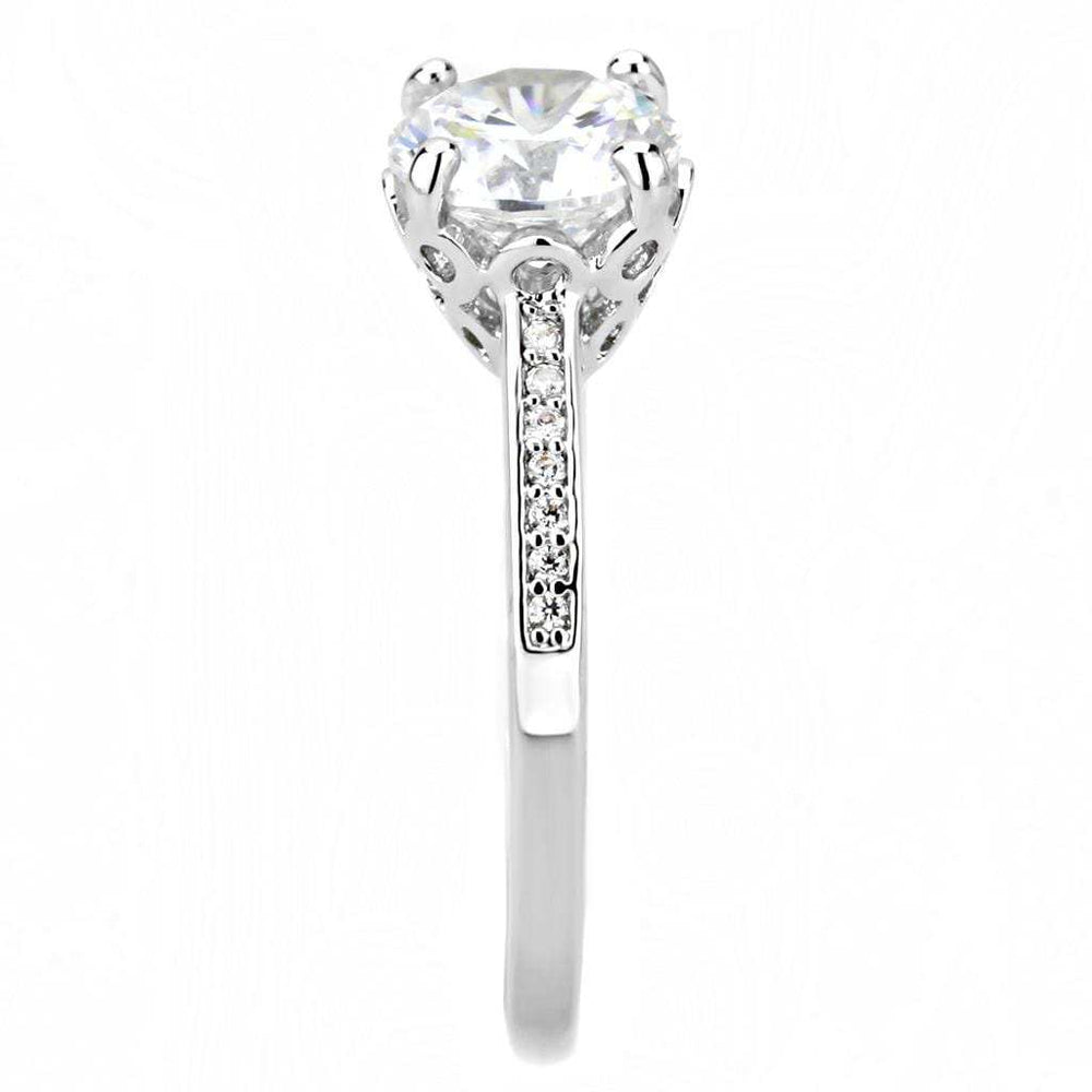 3W1507 - Rhodium Brass Ring with AAA Grade CZ in Clear - Alamode - Flyclothing LLC