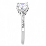 3W1507 - Rhodium Brass Ring with AAA Grade CZ  in Clear - Alamode