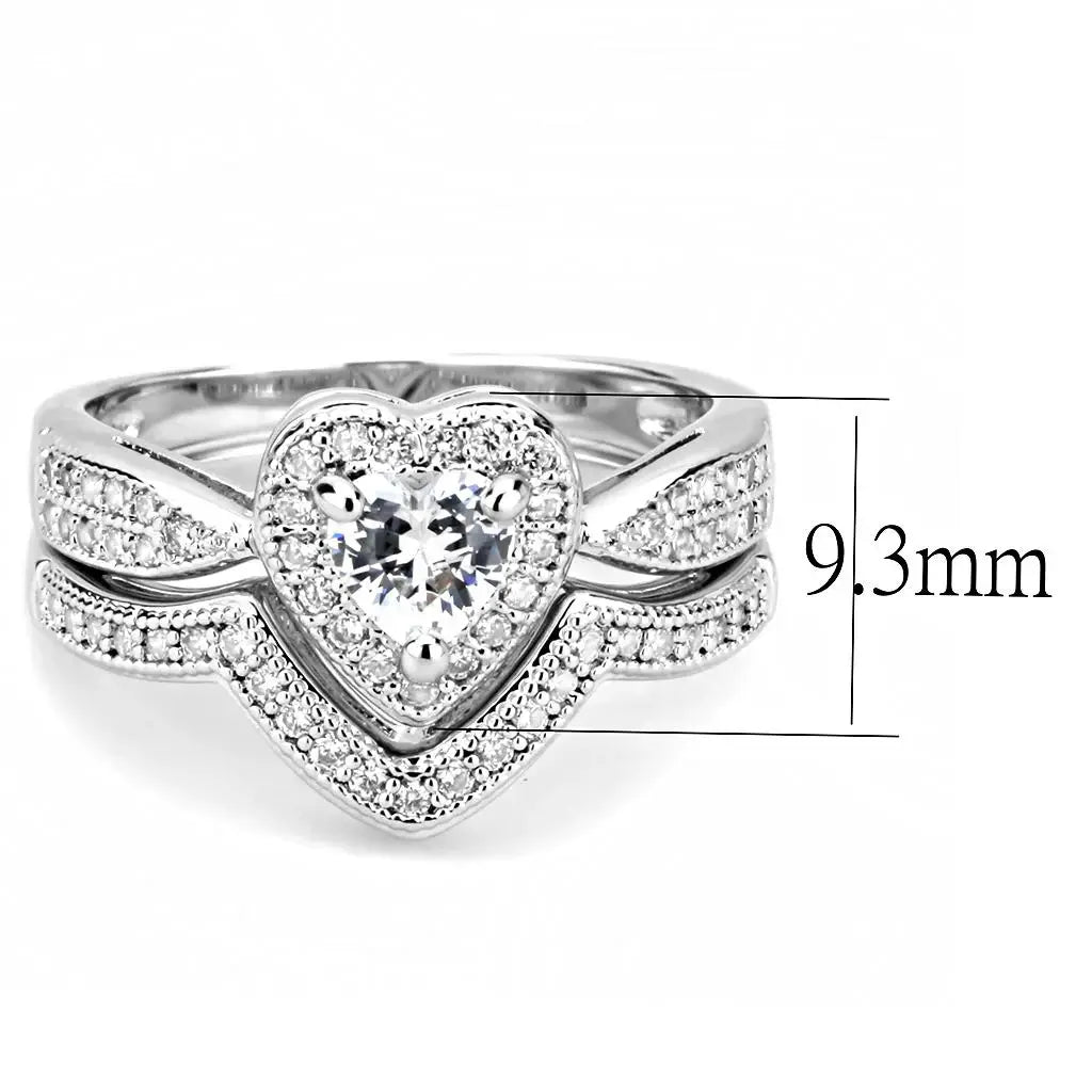 3W1508 - Rhodium Brass Ring with AAA Grade CZ in Clear - Alamode - Flyclothing LLC