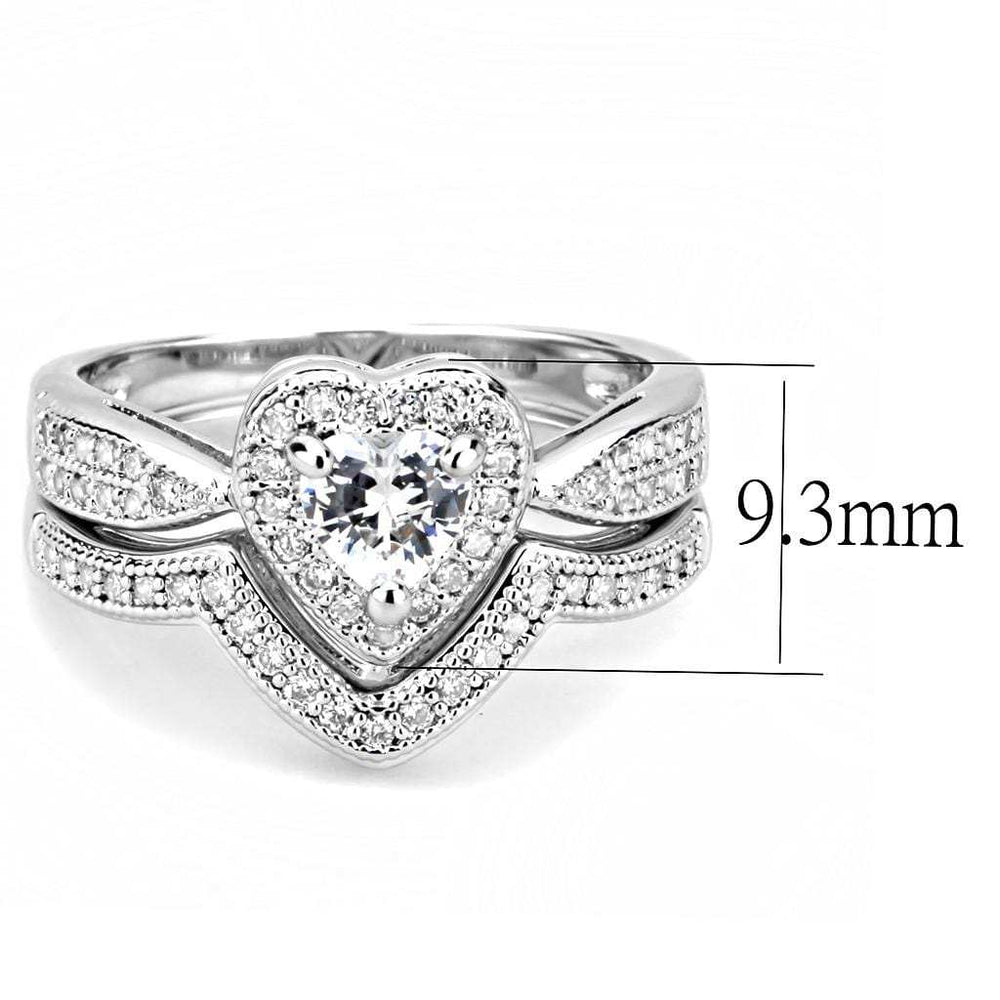 3W1508 - Rhodium Brass Ring with AAA Grade CZ in Clear - Alamode - Flyclothing LLC
