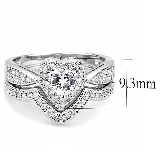 3W1508 - Rhodium Brass Ring with AAA Grade CZ in Clear - Alamode - Flyclothing LLC