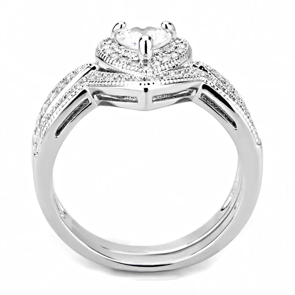 3W1508 - Rhodium Brass Ring with AAA Grade CZ in Clear - Alamode - Flyclothing LLC