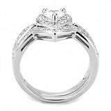 3W1508 - Rhodium Brass Ring with AAA Grade CZ  in Clear - Alamode
